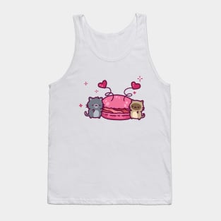 Cats and a giant pink macaron Tank Top